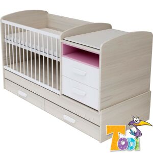 Todi Ice Cream Kombi Kiságy Pelenkázóval - 70x120cm