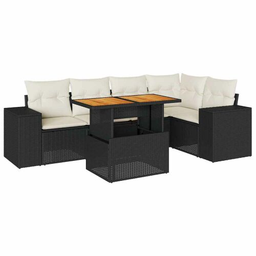 vidaXL Polyrattan Kerti Ülőgarnitúra - 6 részes - Fekete 168170959 - Kerti ülőgarnitúra