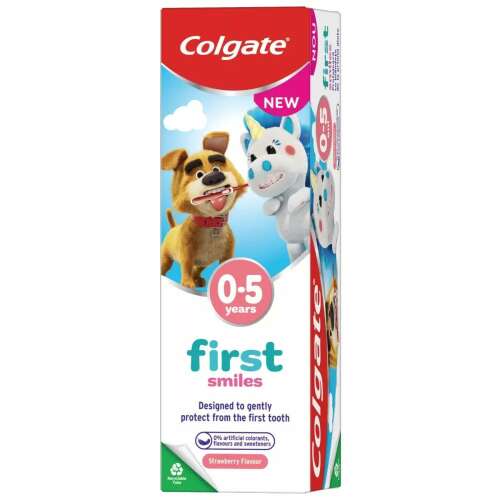 Pasta do zębów Colgate Kids First Smiles o smaku truskawkowym dla niemowląt w wieku 0-5 lat, 50 ml