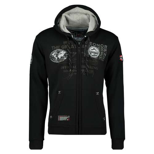 GEOGRAPHICAL NORWAY GORESUN MEN 100 EO fekete pulóver cipzárral és egy földgömb mintával 