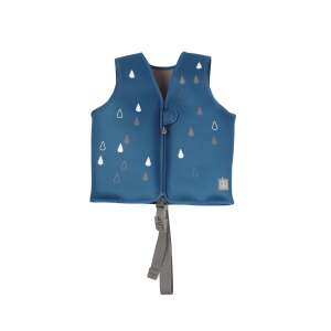 BBlüv Naj neoprén úszómellény, sötétkék, M méret, vízcsepp mintával - Úszómellény