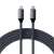 Satechi USB-C - USB-C kábel, 2 méter hosszú, fekete és szürke fonott kábel, mindkét vége látható