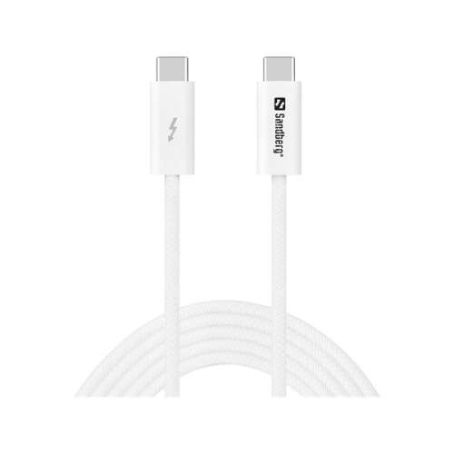 Sandberg USB-C - USB-C kábel, 2 méter, fehér, USB4 Gen 3x2, 40 Gbps, 240W PD