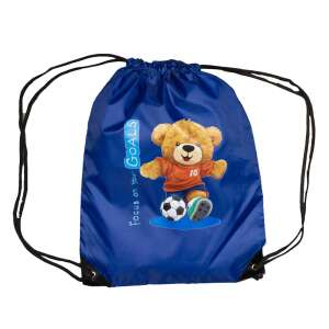 Kék húzózsinóros tornazsák focizó mackóval, ideális torna, sport vagy iskola számára - Tornazsák