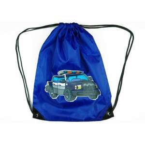 Kék húzózsinóros táska rendőrautós mintával - Tornazsák