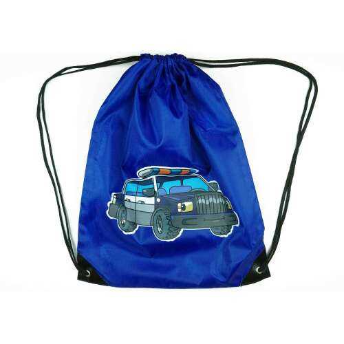 Kék húzózsinóros táska rendőrautós mintával