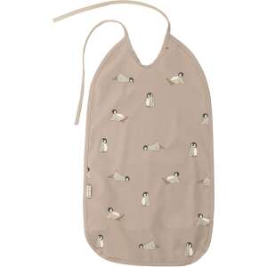 Petu Petu hosszú előke, bézs színű, pingvin mintával, csecsemők és kisgyermekek számára, vízálló, könnyen tisztítható - Előke, büfikendő
