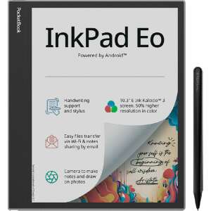 PocketBook InkPad Eo e-olvasó, 10,3 hüvelykes E Ink Kaleido 3 színes képernyő, 64 GB tárhely, Wi-Fi, szürke, tollal - eBook olvasó