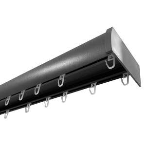 ALUTEQ alumínium íves előlapos mennyezeti sín, 2 soros, antracit, 300 cm - Karnis