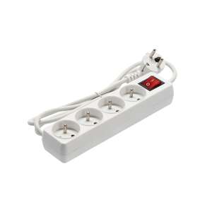 Biely 4-cestný rozbočovač so spínačom, 1,5m kábel - Káble a príslušenstvo