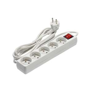 Priză albă cu 5 prize, cu întrerupător și cablu de 3 metri - Instalație electrică