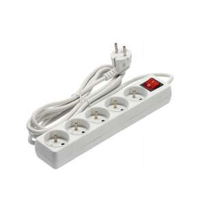Biely 5-pólový rozbočovač so spínačom a 5 metrovým káblom - Káble a príslušenstvo