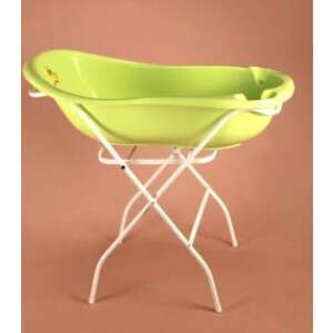 Kádállvány 86cm-es piskóta kádhoz, fehér fém váz, zöld kád - Babakád, Kádállvány