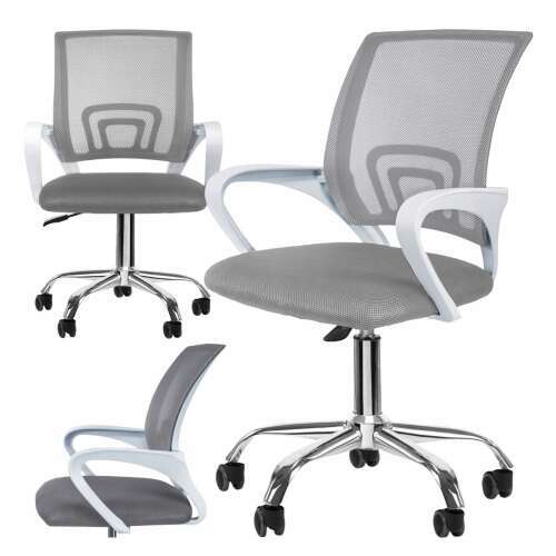 MemFlow ergonomic office chair, gray and white mesh design, multiple angles