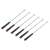 6 fondue forks with black handles and colored tips