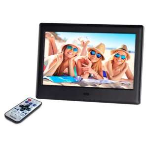 Sencor SDF 782 BK digital photo frame with remote control, displaying a photo of three women on a beach - Sencor