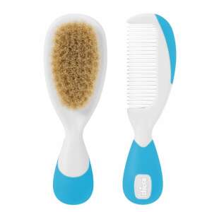 Chicco baby hair brush and comb set, blue, soft bristles, gentle on baby's scalp - Babies & Toddler