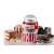 Ariete Party Time 2957.RD red and white popcorn maker with popcorn and movie props