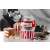 Ariete Party Time 2957.RD red and white popcorn maker with popcorn and movie props