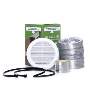 Set de conectare Gonal Flexi-Alu 125 cu tub flexibil din aluminiu, cleme și grilă de ventilație - Accesorii pentru hota de bucătărie