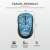 Trust Yvi wireless mouse with peacock design, 8 meter wireless range, compact size, showing dimensions