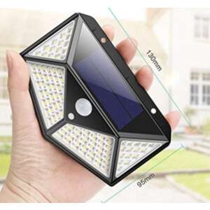 OEM Napelemes mozgásérzékelős lámpa 100 LED-del, fekete, kültéri világítás, biztonsági lámpa, mozgásérzékelős - Napelemes lámpa