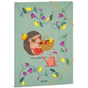 Ars Una Apple Pie A4-es mappa egy aranyos sünivel, aki gyümölcsökkel teli kosarat cipel, zöld virágokkal és öntözőkannával, tökéletes iskolába vagy az irodába - Ars Una