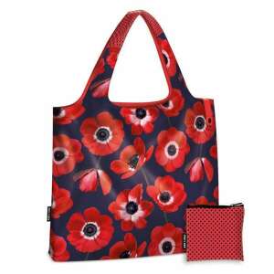 Ars Una Összehajtható Bevásárlószatyor Nagy Füllel - 50x42 cm - Sötétkék/Piros Pipacsos - Ars Una
