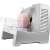 Sencor SFS 3050SL electric slicer, silver, slicing a sausage
