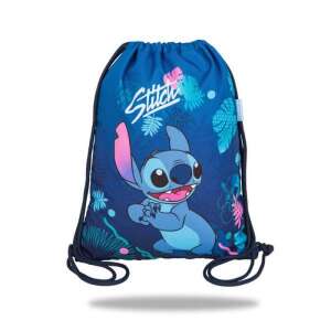 Lilo és Stitch Cool Pack húzózsinóros táska, kék színben Stitch karakterrel és trópusi levelekkel - Tornazsák