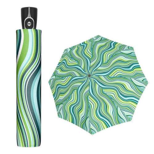 Doppler Fiber Magic Fresh Lemon női automata esernyő, zöld hullámos mintával