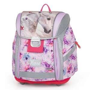 OXY BAG Horse Romantic lovas Prémium Light anatómiai iskolatáska, rózsaszín és ezüst iskolatáska ló és virág mintával - Iskolakezdés, iskolaszer