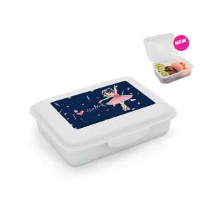 OXY BAG I Love Ballet uzsonnásdoboz balerina mintával, 18,5x7x13,5 cm, átlátszó kék fedővel, mosogatógépben mosható - Oxybag