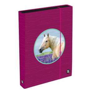 Rózsaszín lovas mintás A4-es füzetbox lányoknak, OXY BAG márka - Füzetbox