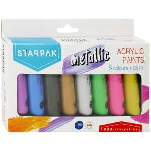 Starpak Metál Akrilfesték Készlet, 8 szín, 25 ml-es kiszerelésben - Tempera