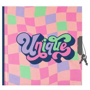 Unikalny dziennik zamykany na klucz, w kratkę, różowy, zielony, fioletowy, niebieski, 13,5 cm - Pamiętnik