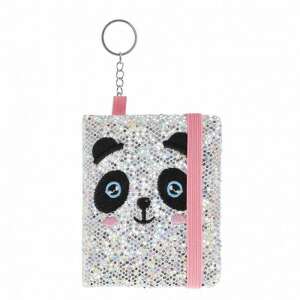 Pandás kulcstartós kisméretű plüss notesz csillámokkal - Napló