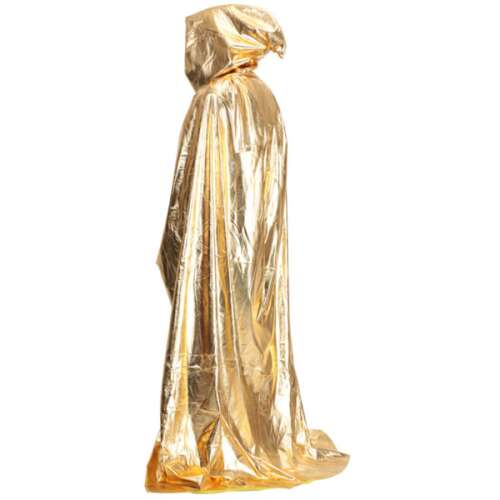 Arany színű csuklyás köpeny, 120 cm hosszú, tökéletes Halloween jelmezhez 