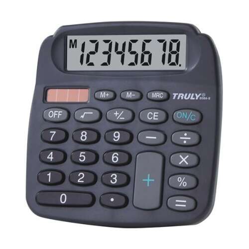 Truly 808A-8 asztali számológép, nagy kijelzővel, 8 számjegyes, napelemes és elemes