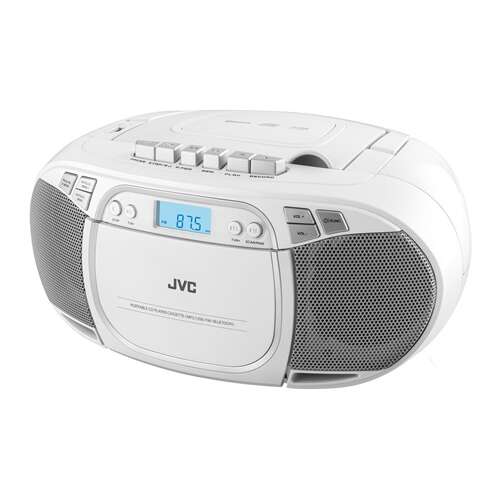 JVC RC-E451W white CD player with radio and cassette player