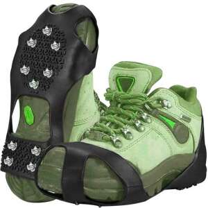 Pair of black ice cleats for shoes, size XL, 44-47, with metal spikes, for walking on ice and snow - Trizand