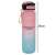 Motivational water bottle with time markers and straw, pink and blue ombre, 1 liter, 32 oz, Trizand, dimensions