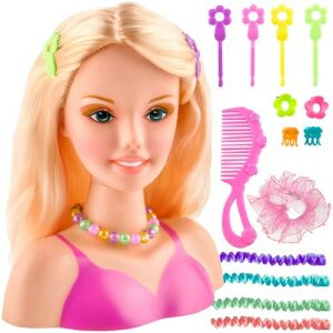 Barbie Styling Head with Hair Accessories: Clips, Comb, Scrunchie - Vanity Table, Makeup Set, Fragrance