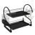Two-tier black dish rack with cutlery and glass holder
