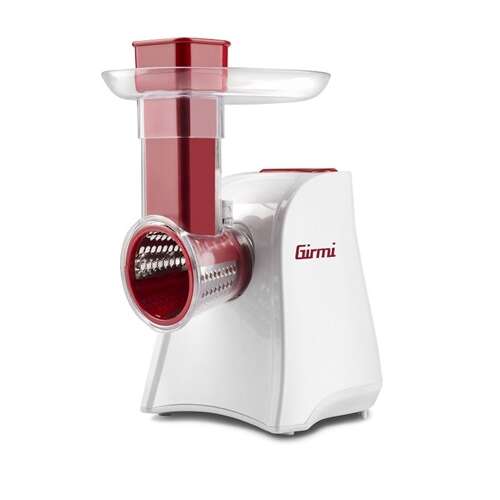 Girmi GT45 electric grater, white and red, front view