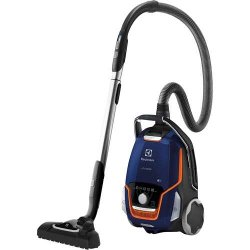 Electrolux UltraOne EUOC94DB vacuum cleaner, blue and orange, with hose and floor nozzle