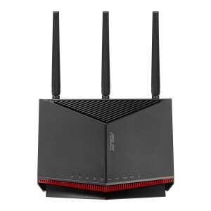 ASUS RT-BE86U WiFi router, black, front view - ASUS Wi-Fi Router, Adapter