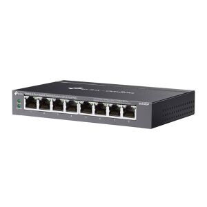 TP-Link Omada DS108GP 8-Port Gigabit PoE+ Switch de birou neadministrat, vedere unghiulară - TP-Link Switch-uri