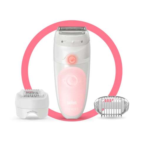 Braun Silk-épil 5 Wet&Dry epilator with shaver and trimmer heads, pink and white