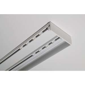 Fedecor Íves Előlapos - Komplett Függönysín 2 Soros Szett 250cm, Fehér függöny sín a mennyezeten - Karnis